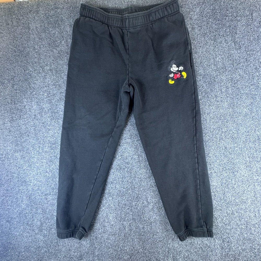 Disney Mickey Mouse Sweatpants Womens 29x24.5 Black Fleece Cotton Tapered Leg